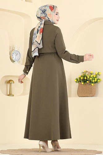 moda selvim Dress 3327BLU797 Khaki - Thumbnail
