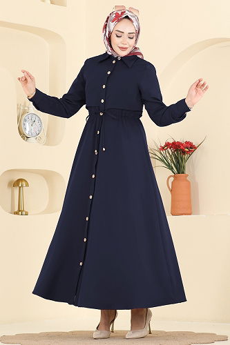 moda selvim Dress 3327BLU797 Navy Blue - Thumbnail