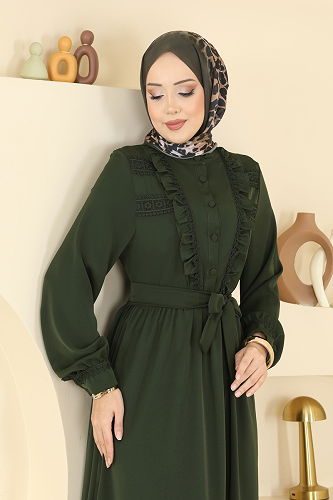 moda selvim Dress 332ASN888 Khaki - Thumbnail