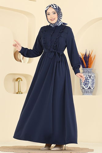 moda selvim Dress 332ASN888 Navy Blue - Thumbnail