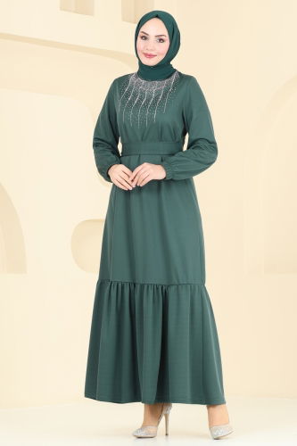 moda selvim الفستان زيتي 333DVL817 - Thumbnail
