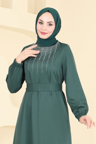 moda selvim الفستان زيتي 333DVL817 - Thumbnail