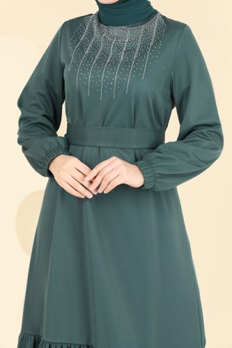 moda selvim الفستان زيتي 333DVL817 - Thumbnail