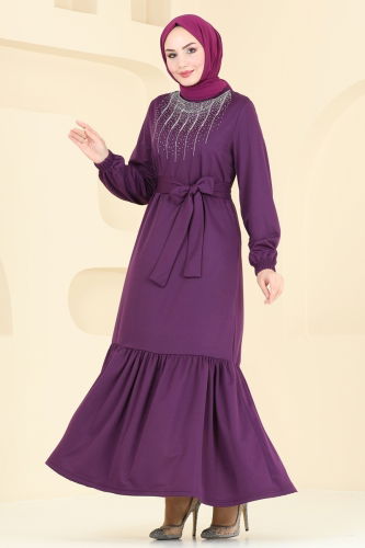 moda selvim Dress 333DVL817 Purple - Thumbnail