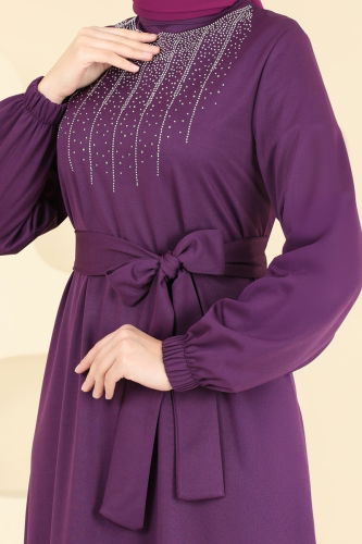 moda selvim Dress 333DVL817 Purple - Thumbnail