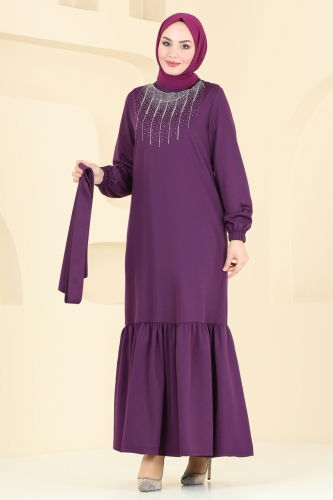 moda selvim Dress 333DVL817 Purple - Thumbnail