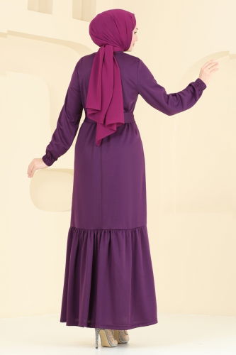 moda selvim Dress 333DVL817 Purple - Thumbnail