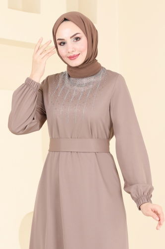 moda selvim الفستان بيج 333DVL817 - Thumbnail