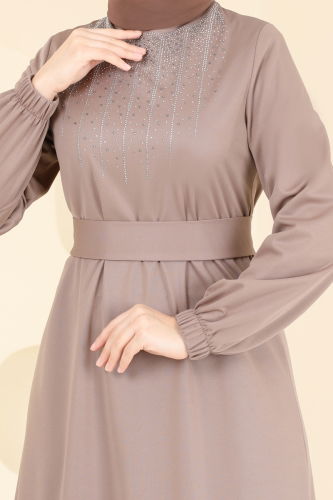 moda selvim الفستان بيج 333DVL817 - Thumbnail