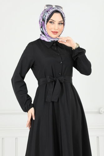 moda selvim الفستان أسود 333MSA980 - Thumbnail