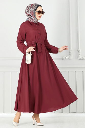 moda selvim الفستان خمري 333MSA980 - Thumbnail