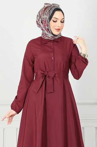 moda selvim الفستان خمري 333MSA980 - Thumbnail