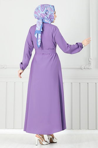 moda selvim Dress 333MSA980 Dark Lilac - Thumbnail