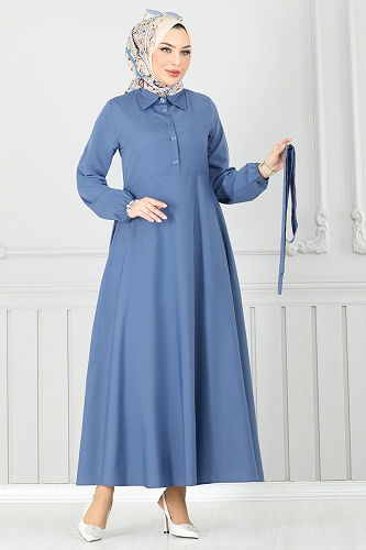 moda selvim الفستان ازرق 333MSA980 - Thumbnail