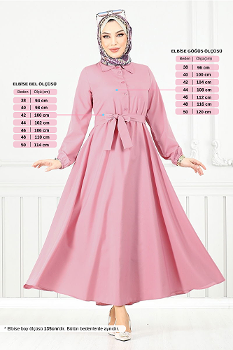 moda selvim Dress 333MSS941-M Rose Dried - Thumbnail