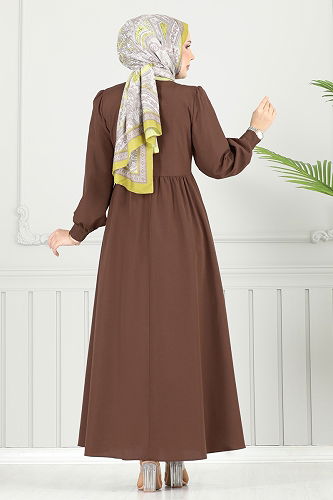 moda selvim Dress 3348CR1136 Brown - Thumbnail