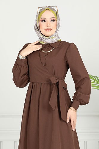 moda selvim Dress 3348CR1136 Brown - Thumbnail