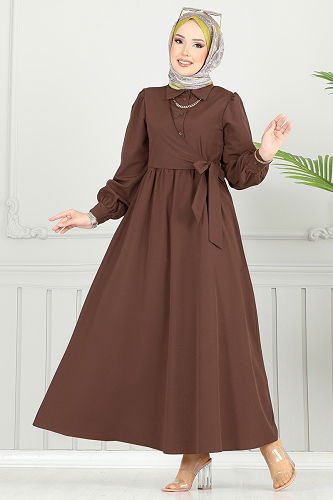 moda selvim Dress 3348CR1136 Brown - Thumbnail