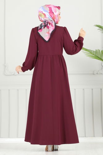 moda selvim الفستان خمري 3348CR1136 - Thumbnail