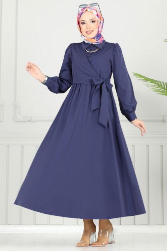 moda selvim Dress 3348CR1136 Navy Blue - Thumbnail