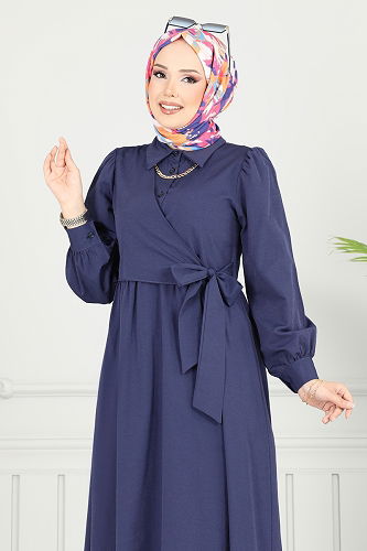 moda selvim الفستان كحلي 3348CR1136 - Thumbnail