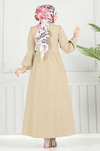 moda selvim الفستان بيج 3348CR1136 - Thumbnail