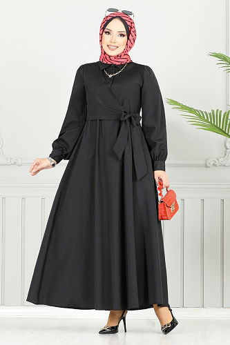 moda selvim Dress 3348CR1137-M Black - Thumbnail