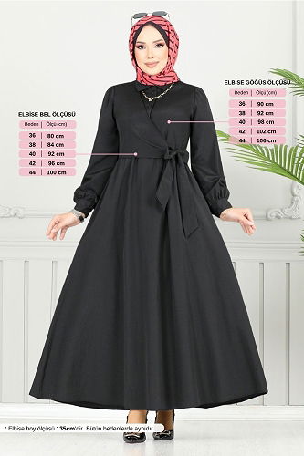 moda selvim Dress 3348CR1137-M Black - Thumbnail