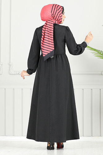 moda selvim Dress 3348CR1137-M Black - Thumbnail