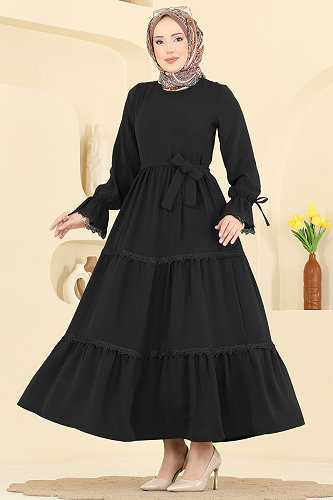 moda selvim Dress 3388HBS856 Black - Thumbnail
