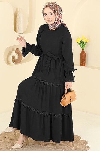 moda selvim Dress 3388HBS856 Black - Thumbnail