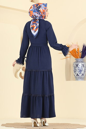 moda selvim Dress 3388HBS856 Navy Blue - Thumbnail