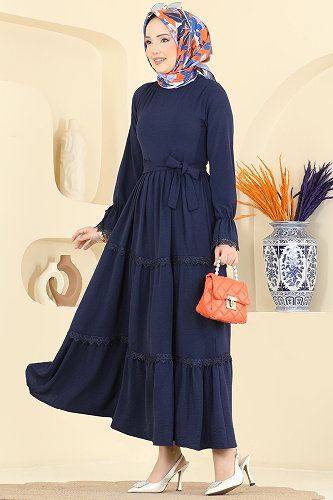 moda selvim الفستان كحلي 3388HBS856 - Thumbnail