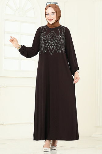 moda selvim Dress 3401UZ662 Brown - Thumbnail