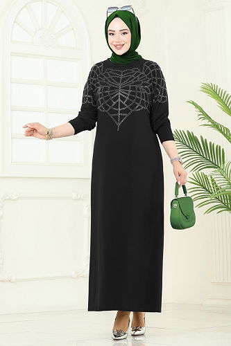 moda selvim Dress 3402UZ662 Black - Thumbnail