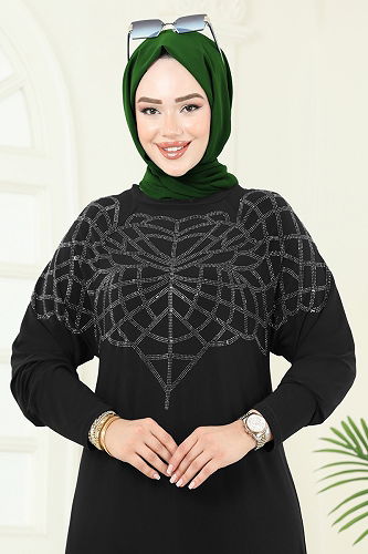 moda selvim الفستان أسود 3402UZ662 - Thumbnail