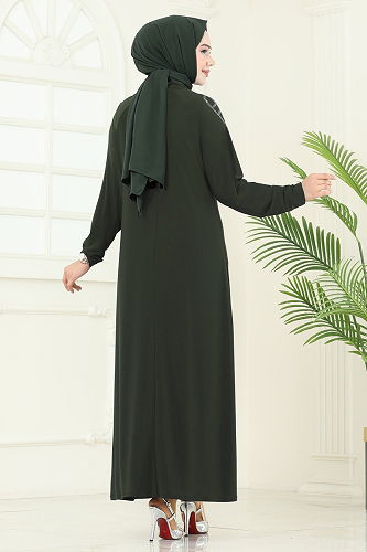 moda selvim الفستان اخضر عفني 3402UZ662 - Thumbnail