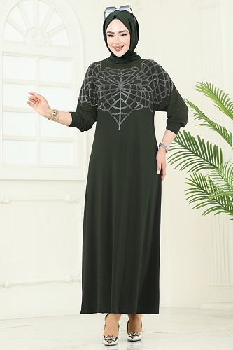 moda selvim الفستان اخضر عفني 3402UZ662 - Thumbnail