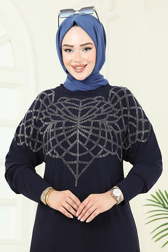 moda selvim الفستان كحلي 3402UZ662 - Thumbnail