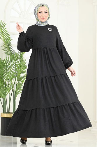 moda selvim Dress 343DVL817 Black - Thumbnail