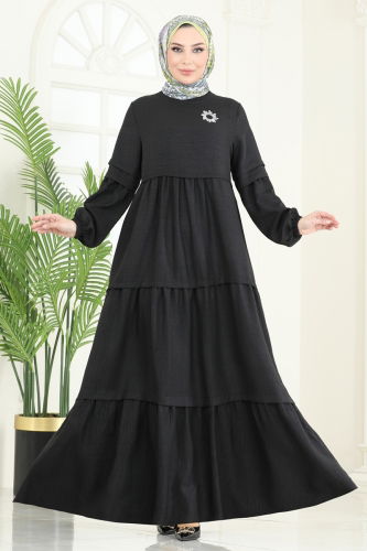 moda selvim الفستان أسود 343DVL817 - Thumbnail