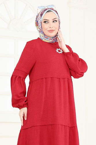 moda selvim الفستان احمر 343DVL817 - Thumbnail