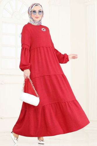 moda selvim الفستان احمر 343DVL817 - Thumbnail