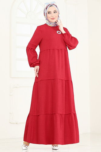 moda selvim الفستان احمر 343DVL817 - Thumbnail