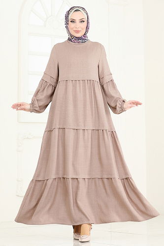 moda selvim الفستان بيج 343DVL817 - Thumbnail