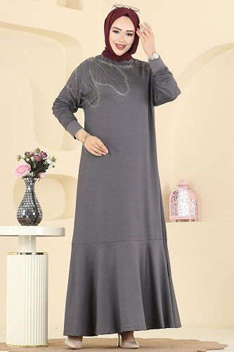 moda selvim Dress 3440UZ662 Anthracite - Thumbnail