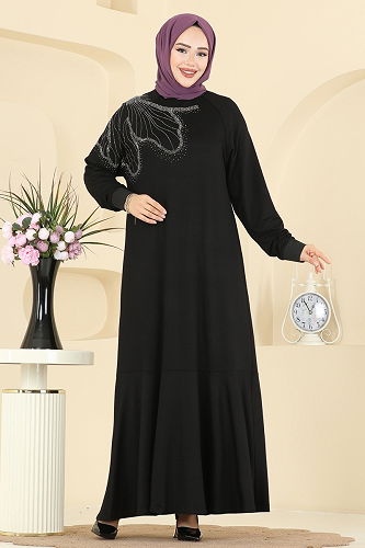 moda selvim Dress 3440UZ662 Black - Thumbnail