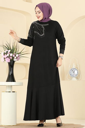moda selvim Dress 3440UZ662 Black - Thumbnail