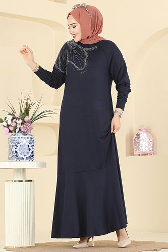 moda selvim الفستان كحلي 3440UZ662 - Thumbnail