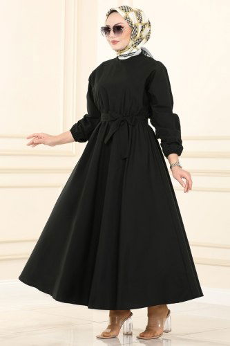 moda selvim Dress 3444ALG474 Black - Thumbnail